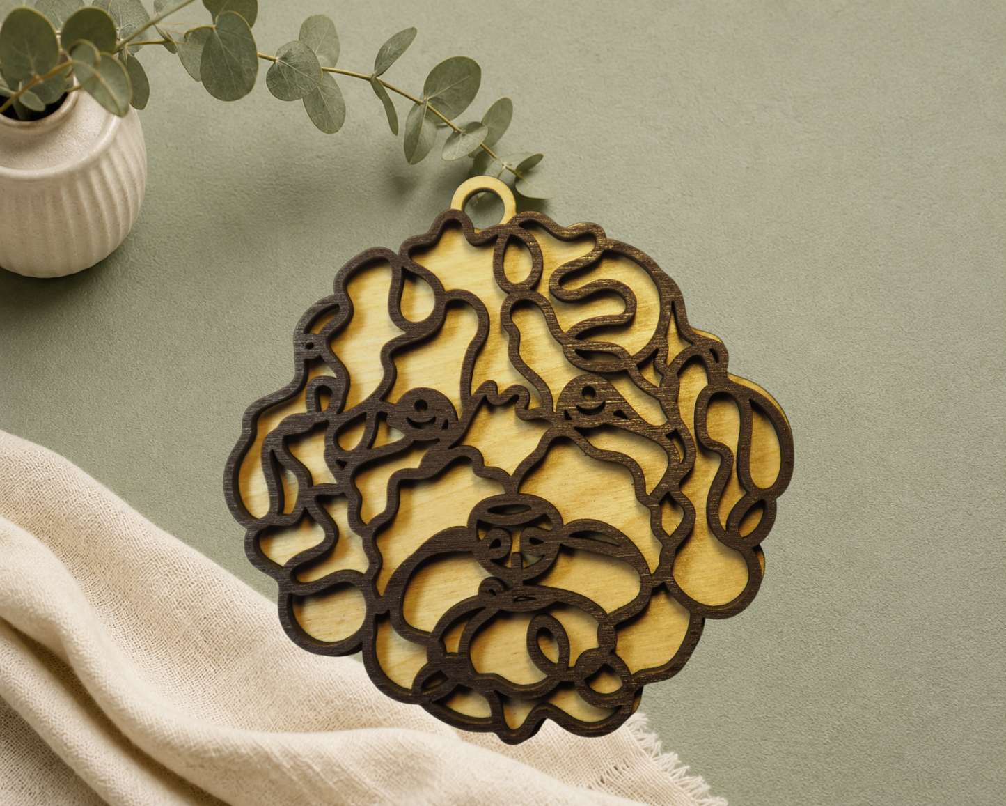 Labradoodle Layered Wood Keepsake | Dog Ornament, Car Charm & Dog Lover Gift