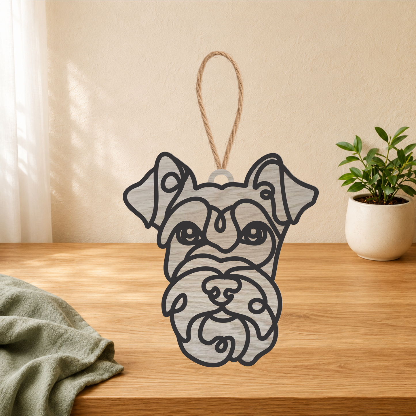 Miniature Schnauzer Gifts | Wood Ornament, Keychain & Car Charm