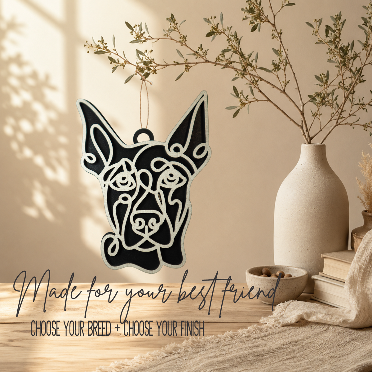 Doberman Pinscher Layered Wood Keepsake | Dog Ornament, Car Charm & Dog Lover Gift
