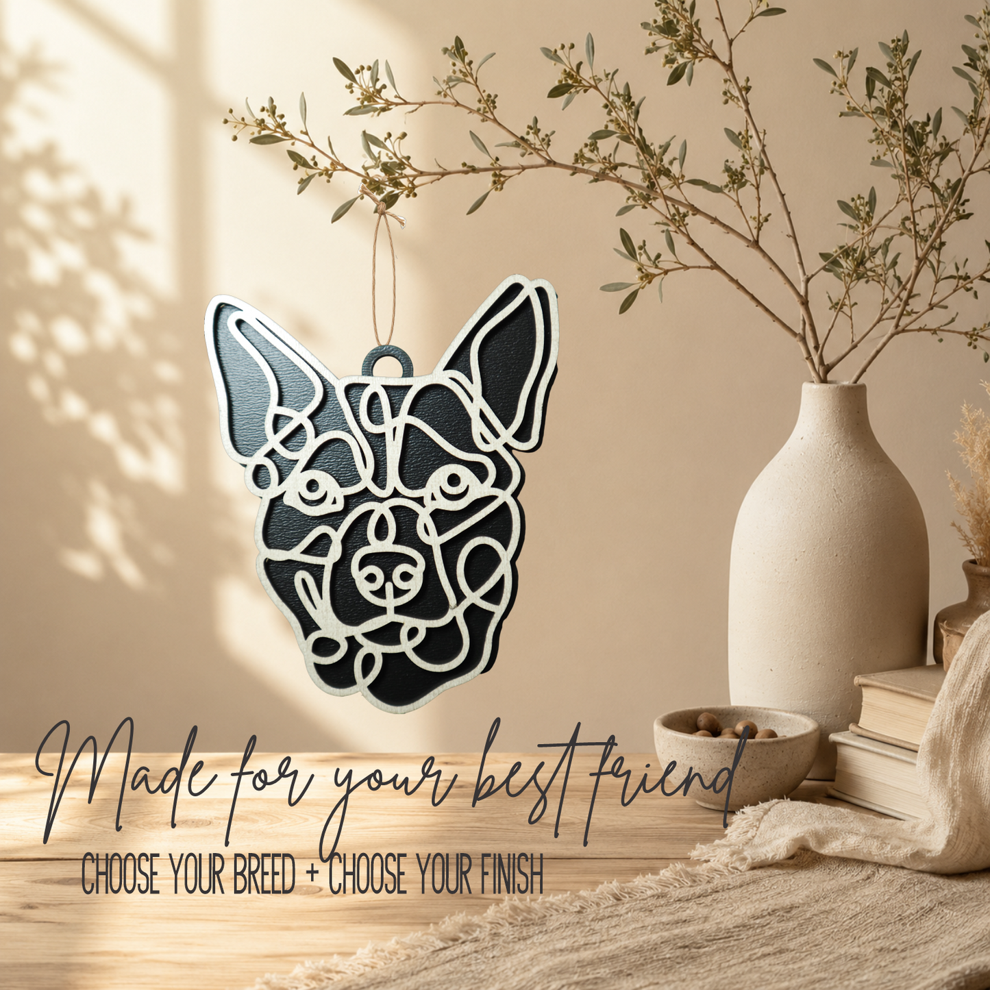 Australian Cattle Dog Layered Wood Keepsake | Blue Heeler Ornament, Bag Tag, Car Charm & Personalized Dog Gift