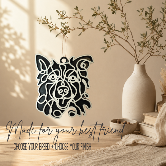 Border Collie Gifts | Wood Ornament, Bag Tag & Car Charm