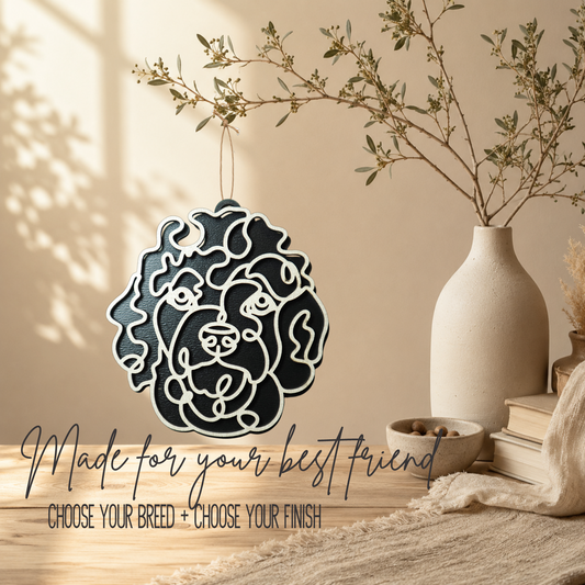 Goldendoodle Layered Wood Keepsake | Dog Ornament, Car Charm & Dog Lover Gift