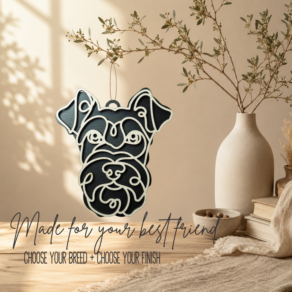 Schnauzer Layered Wood Keepsake | Dog Ornament, Car Charm & Dog Lover Gift