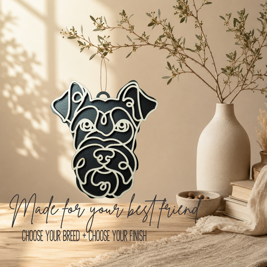 Schnauzer Layered Wood Keepsake | Dog Ornament, Car Charm & Dog Lover Gift