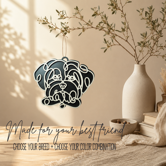 Maltese Layered Wood Keepsake | Dog Ornament, Car Charm & Dog Lover Gift