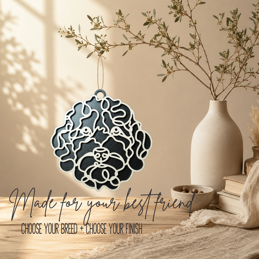 Labradoodle Layered Wood Keepsake | Dog Ornament, Car Charm & Dog Lover Gift