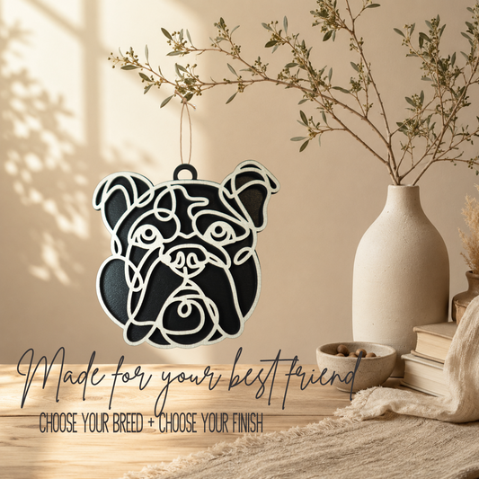 French Bulldog Layered Wood Keepsake | Dog Ornament, Car Charm & Dog Lover Gift