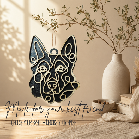 German Shepherd Layered Wood Keepsake | Dog Ornament, Car Charm & Dog Lover Gift