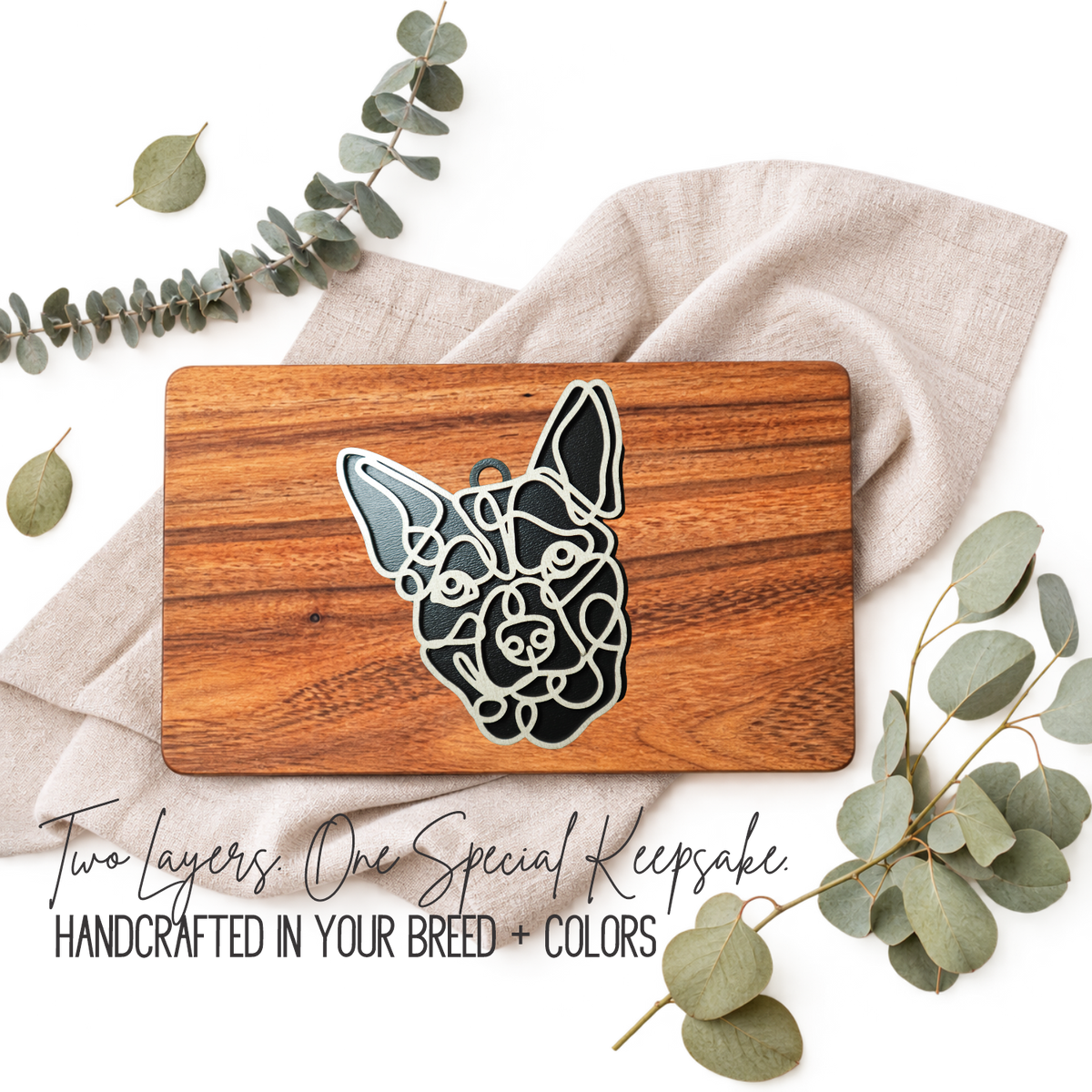 Australian Cattle Dog Layered Wood Keepsake | Blue Heeler Ornament, Bag Tag, Car Charm & Personalized Dog Gift