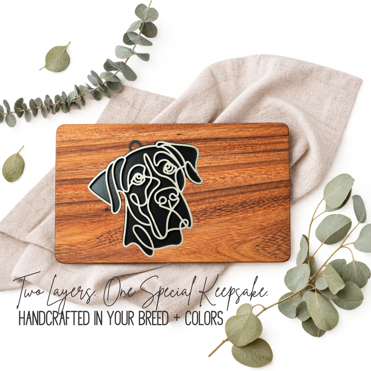 Great Dane Layered Wood Keepsake | Dog Ornament, Car Charm & Dog Lover Gift