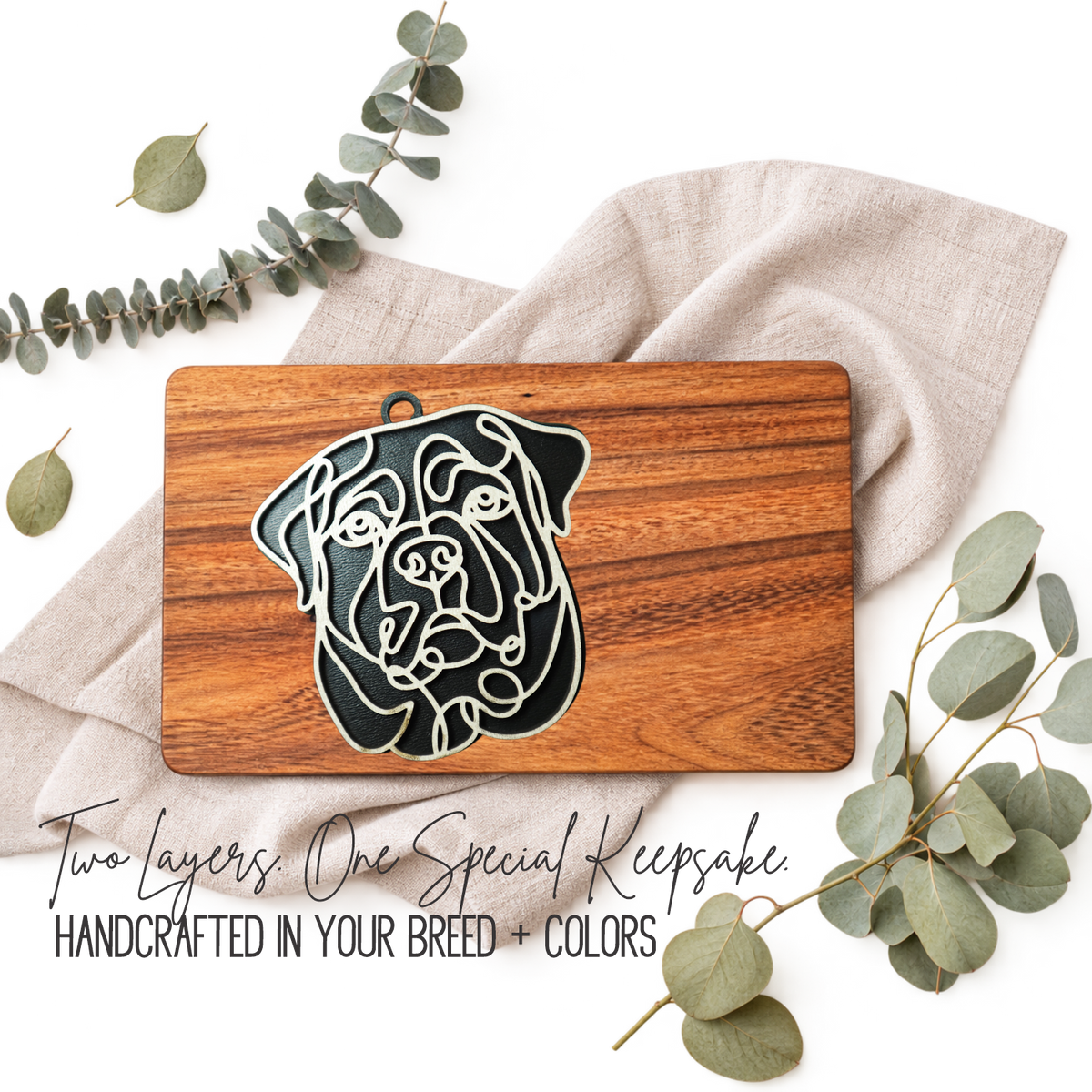 Rottweiler Layered Wood Keepsake | Dog Ornament, Car Charm & Dog Lover Gift