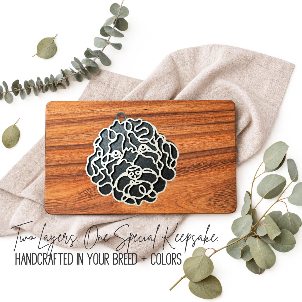 Labradoodle Layered Wood Keepsake | Dog Ornament, Car Charm & Dog Lover Gift