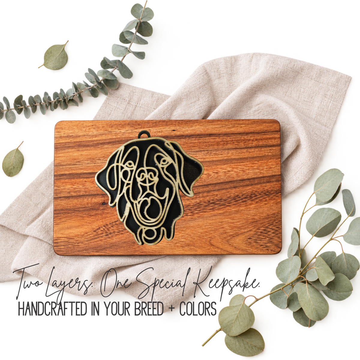 Golden Retriever Layered Wood Keepsake | Dog Ornament, Car Charm & Dog Lover Gift