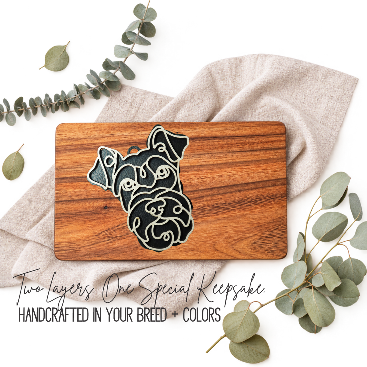 Schnauzer Layered Wood Keepsake | Dog Ornament, Car Charm & Dog Lover Gift