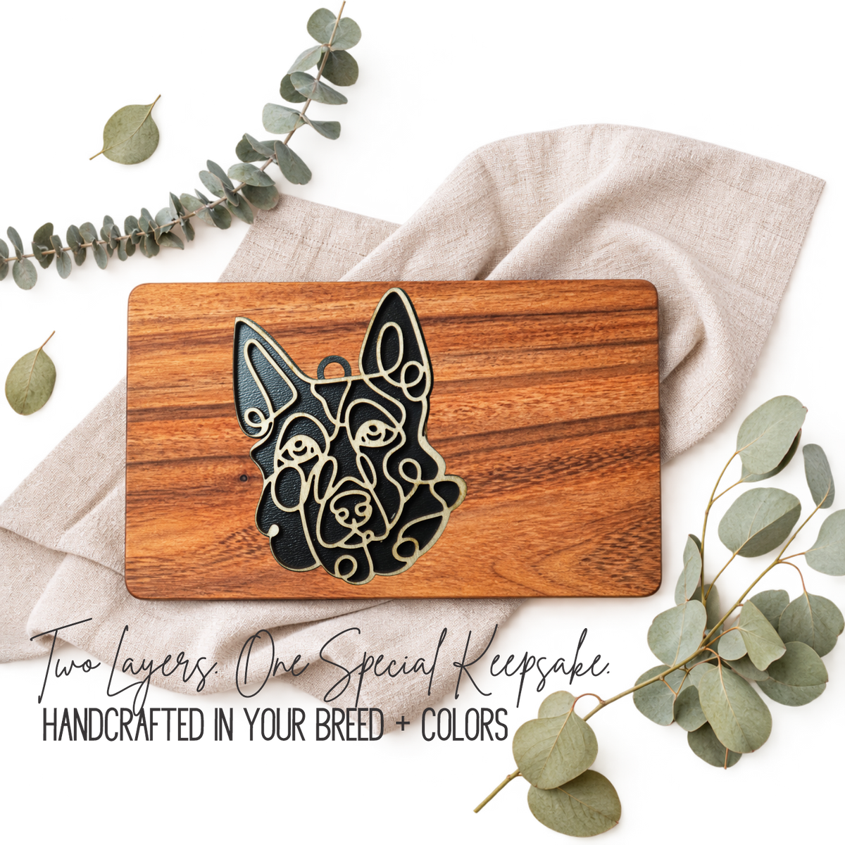 German Shepherd Layered Wood Keepsake | Dog Ornament, Car Charm & Dog Lover Gift