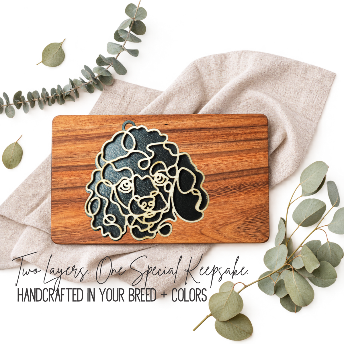 Poodle Layered Wood Keepsake | Dog Ornament, Car Charm & Dog Lover Gift
