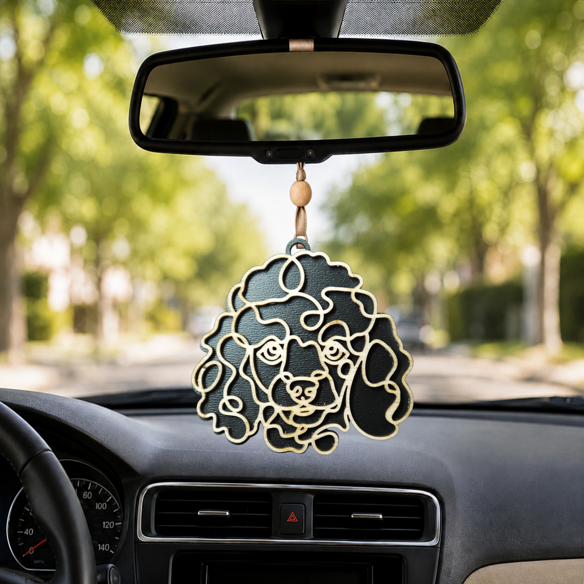 Poodle Layered Wood Keepsake | Dog Ornament, Car Charm & Dog Lover Gift