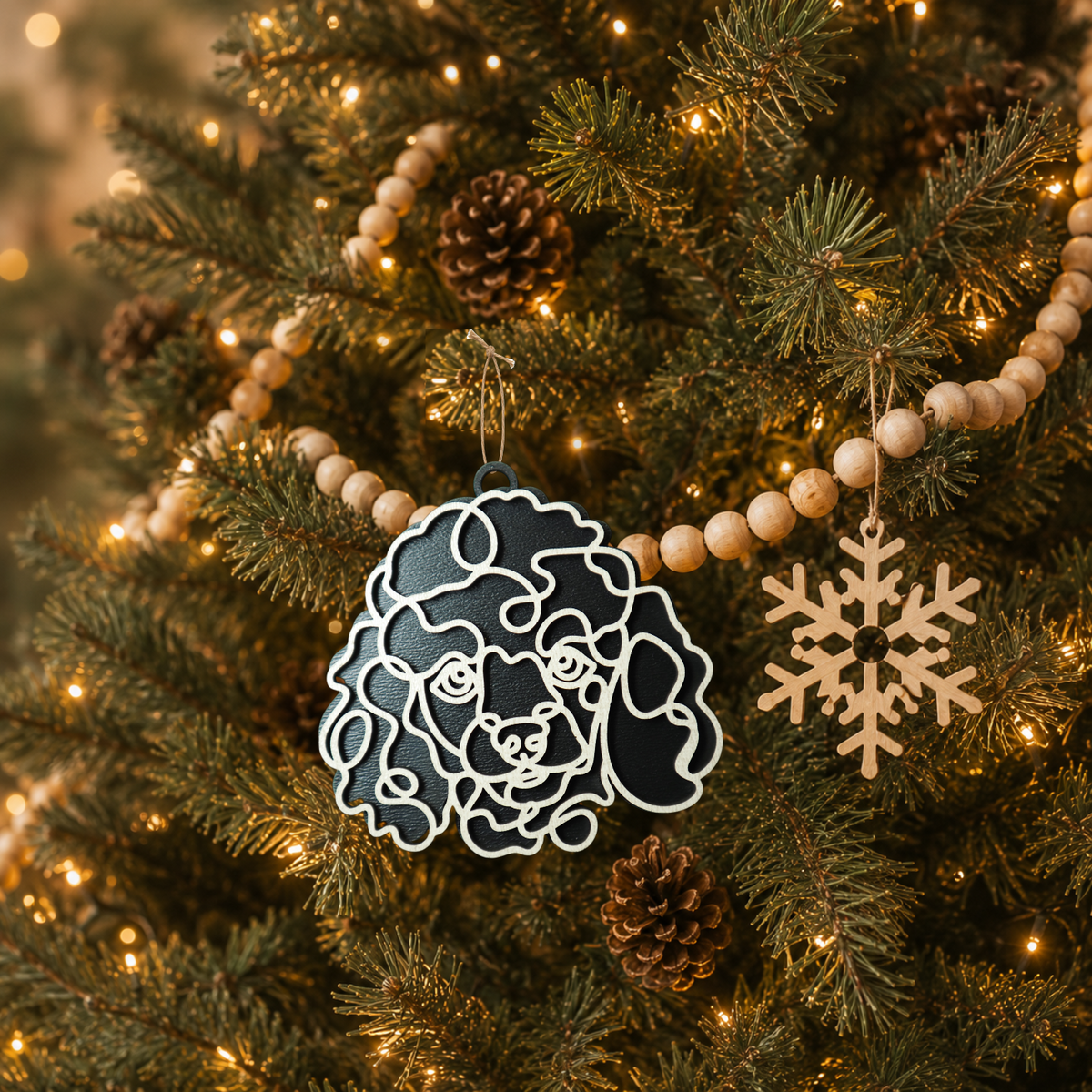 Poodle Layered Wood Keepsake | Dog Ornament, Car Charm & Dog Lover Gift