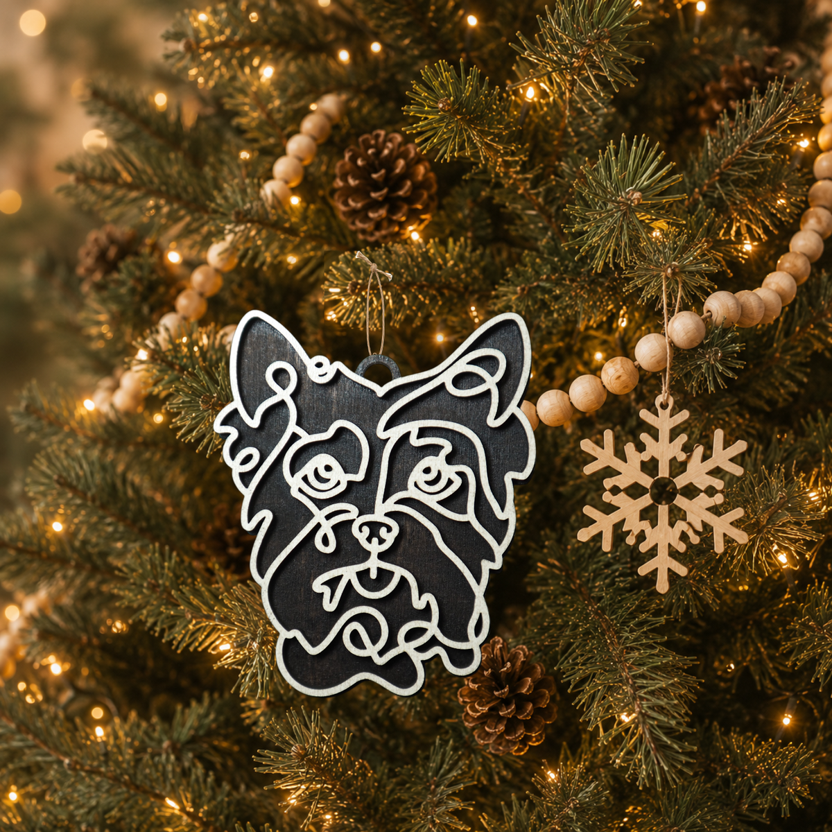 Yorkshire Terrier Yorkie Layered Wood Keepsake | Dog Ornament, Car Charm & Dog Lover Gift