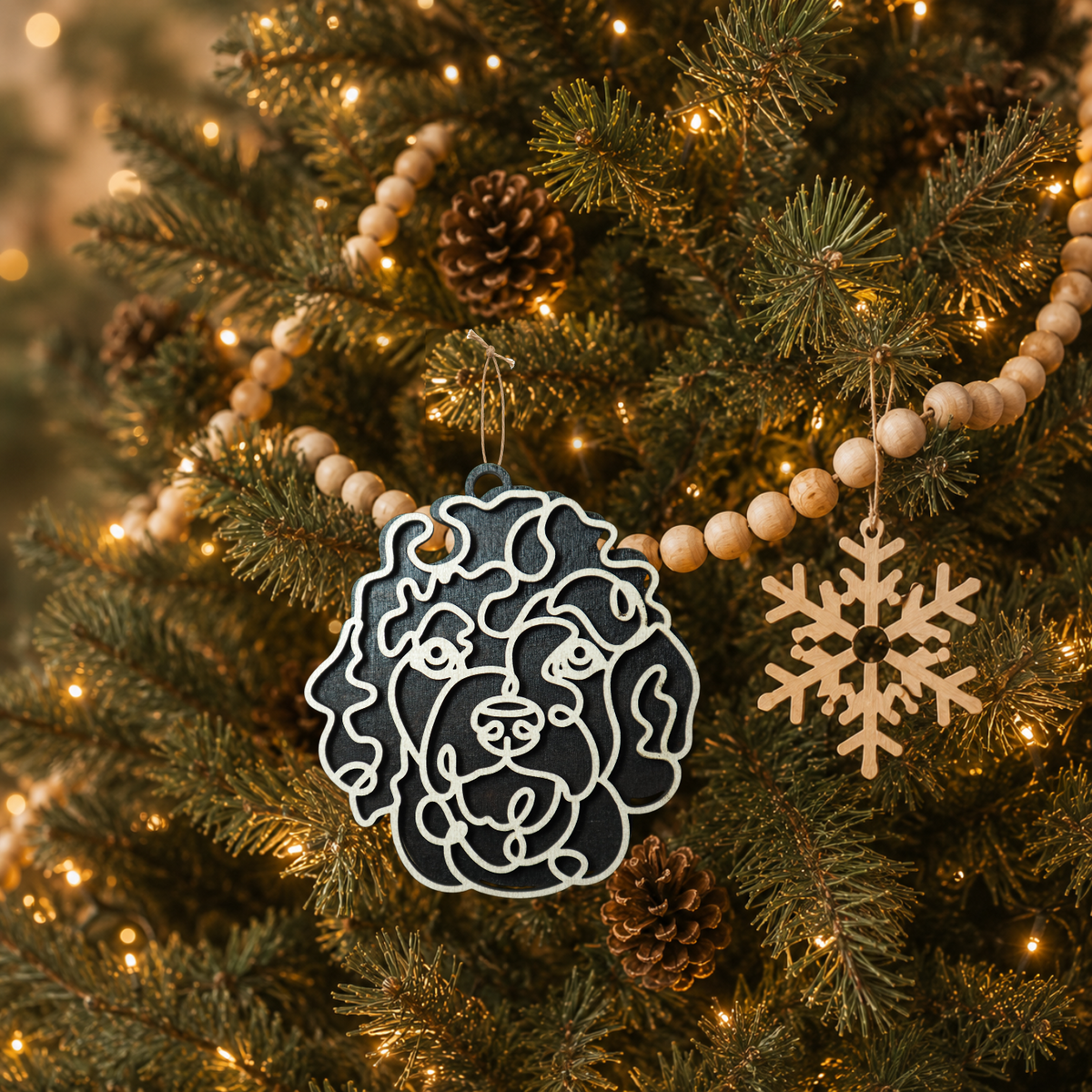 Goldendoodle Layered Wood Keepsake | Dog Ornament, Car Charm & Dog Lover Gift