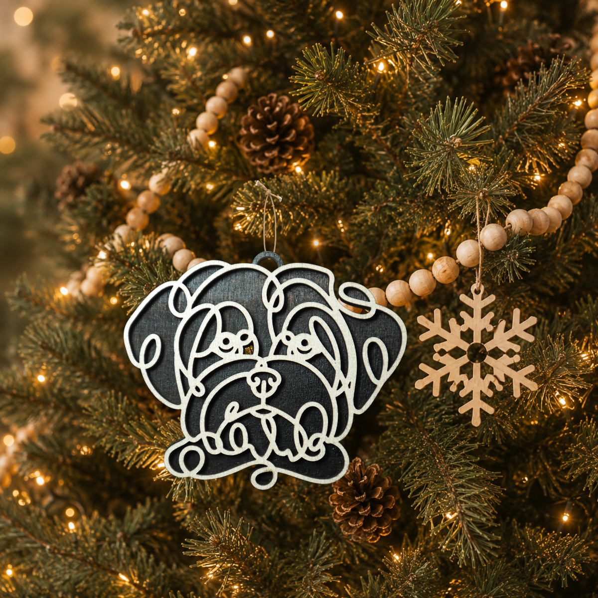 Maltese Layered Wood Keepsake | Dog Ornament, Car Charm & Dog Lover Gift