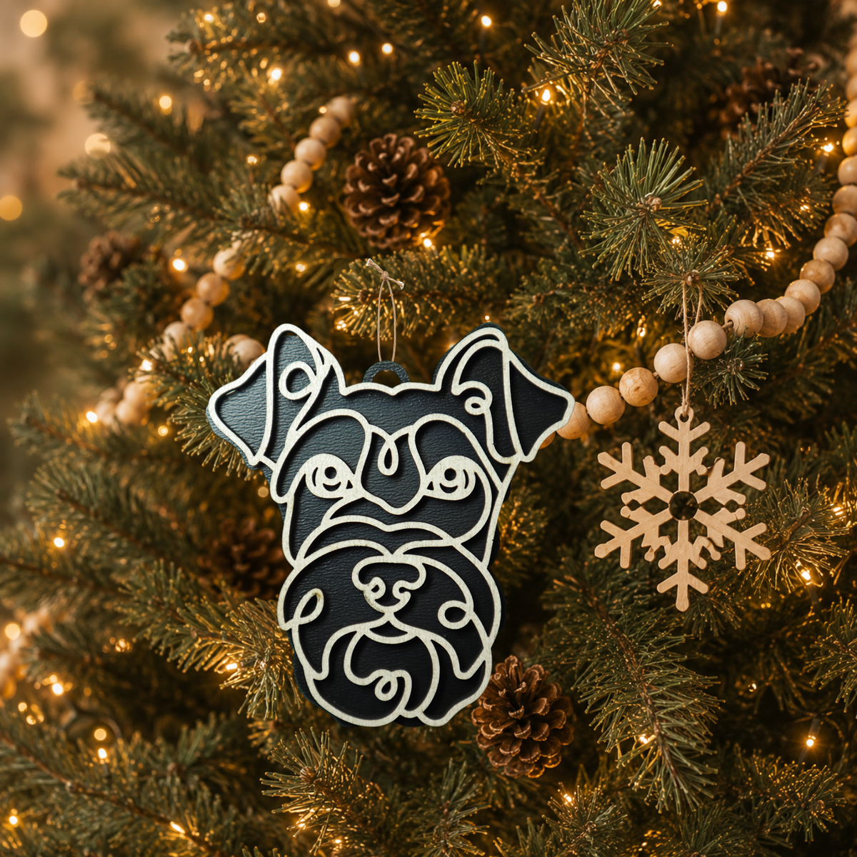 Schnauzer Layered Wood Keepsake | Dog Ornament, Car Charm & Dog Lover Gift