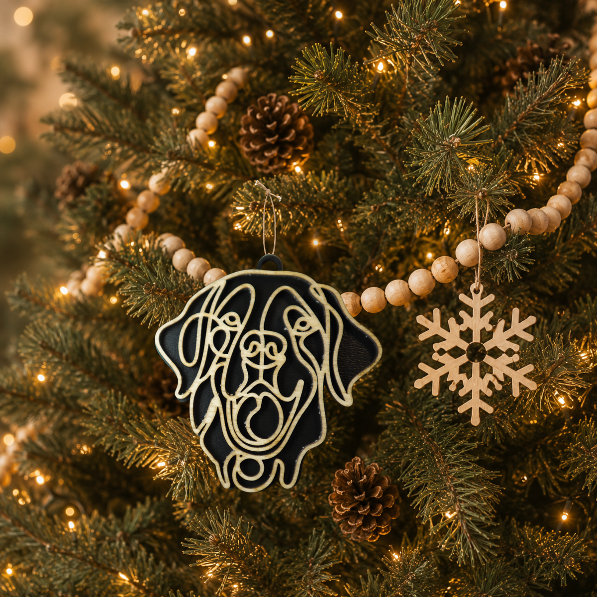 Golden Retriever Layered Wood Keepsake | Dog Ornament, Car Charm & Dog Lover Gift