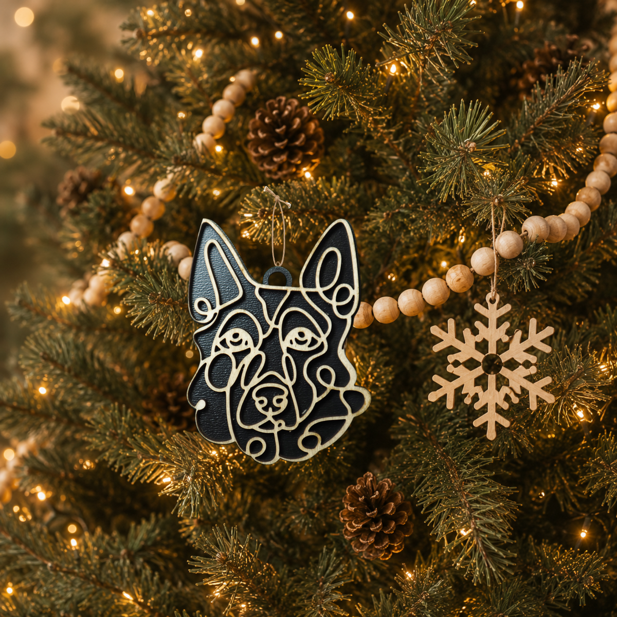 German Shepherd Layered Wood Keepsake | Dog Ornament, Car Charm & Dog Lover Gift