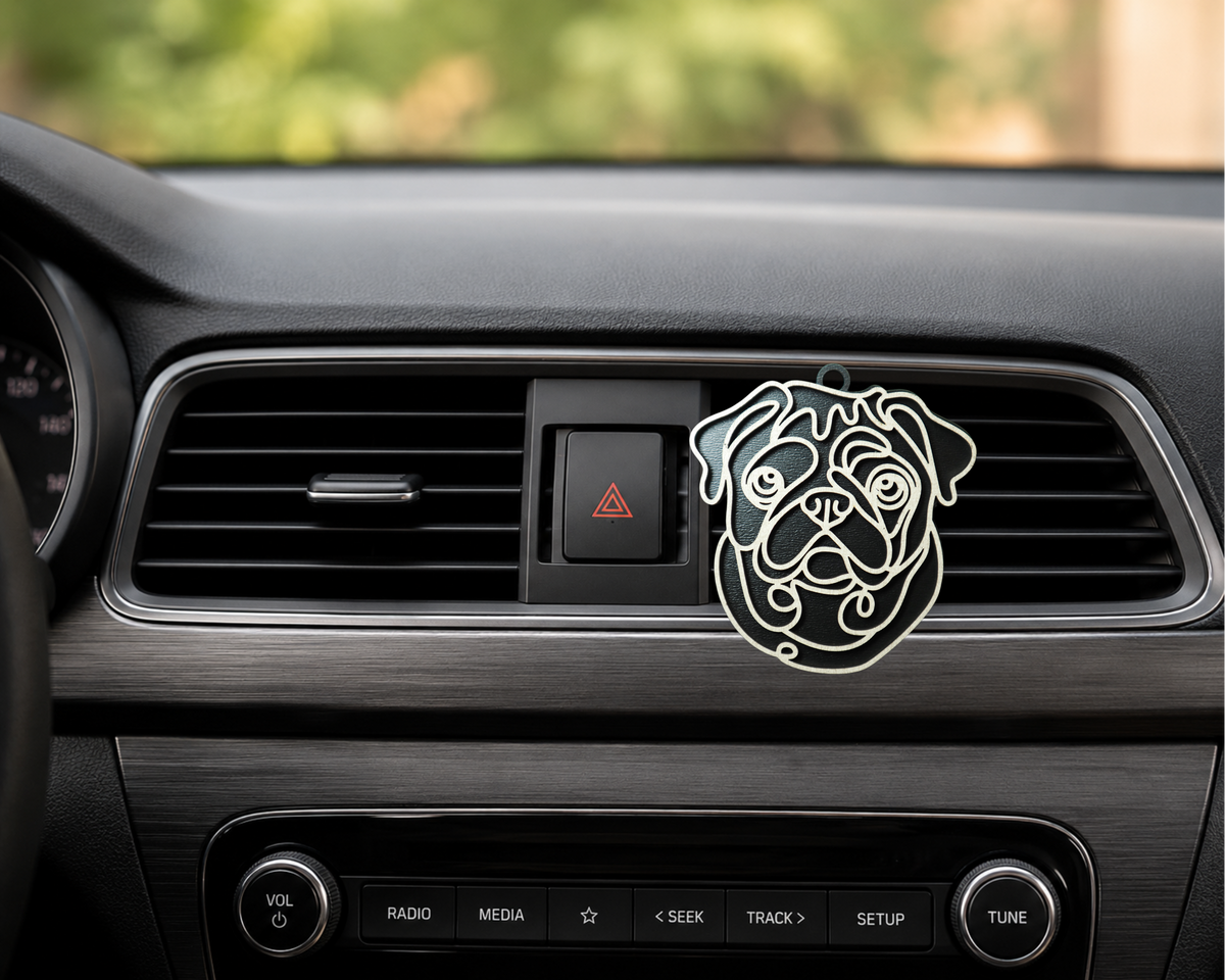 Pug Layered Wood Keepsake | Dog Ornament, Car Charm & Dog Lover Gift