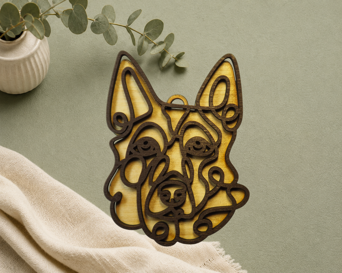 German Shepherd Layered Wood Keepsake | Dog Ornament, Car Charm & Dog Lover Gift