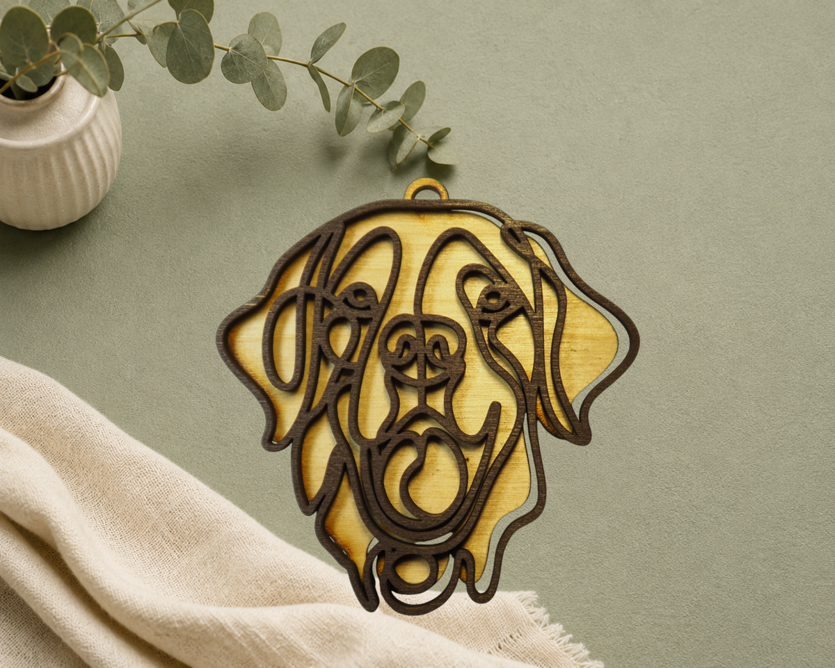 Golden Retriever Layered Wood Keepsake | Dog Ornament, Car Charm & Dog Lover Gift