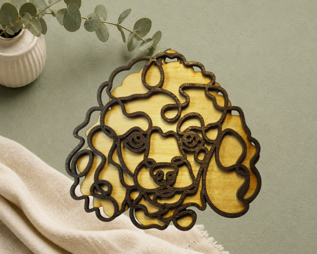 Poodle Layered Wood Keepsake | Dog Ornament, Car Charm & Dog Lover Gift