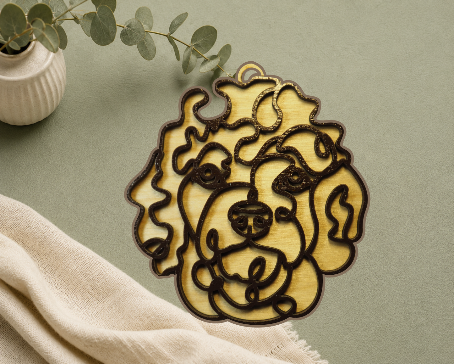 Goldendoodle Layered Wood Keepsake | Dog Ornament, Car Charm & Dog Lover Gift