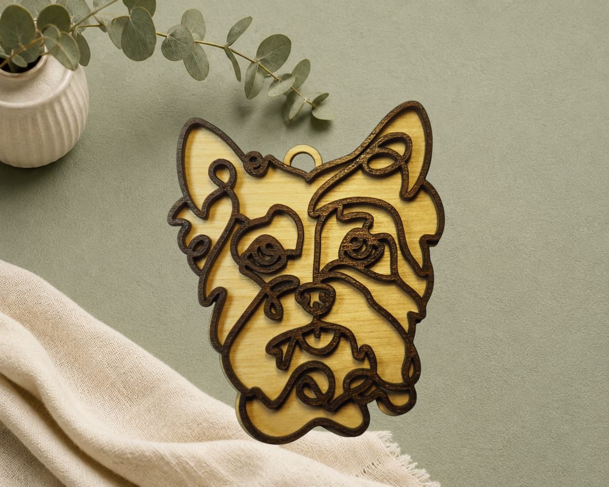 Yorkshire Terrier Yorkie Layered Wood Keepsake | Dog Ornament, Car Charm & Dog Lover Gift