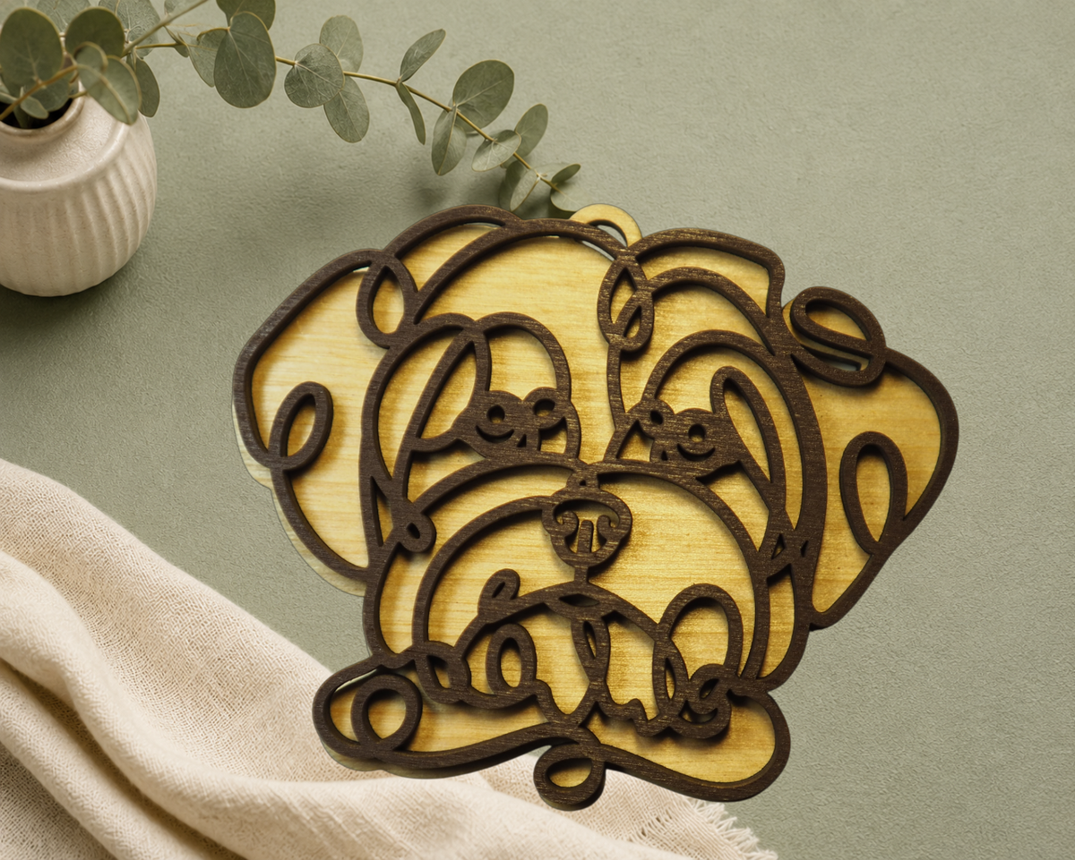 Pomeranian Layered Wood Keepsake | Dog Ornament, Car Charm & Dog Lover Gift