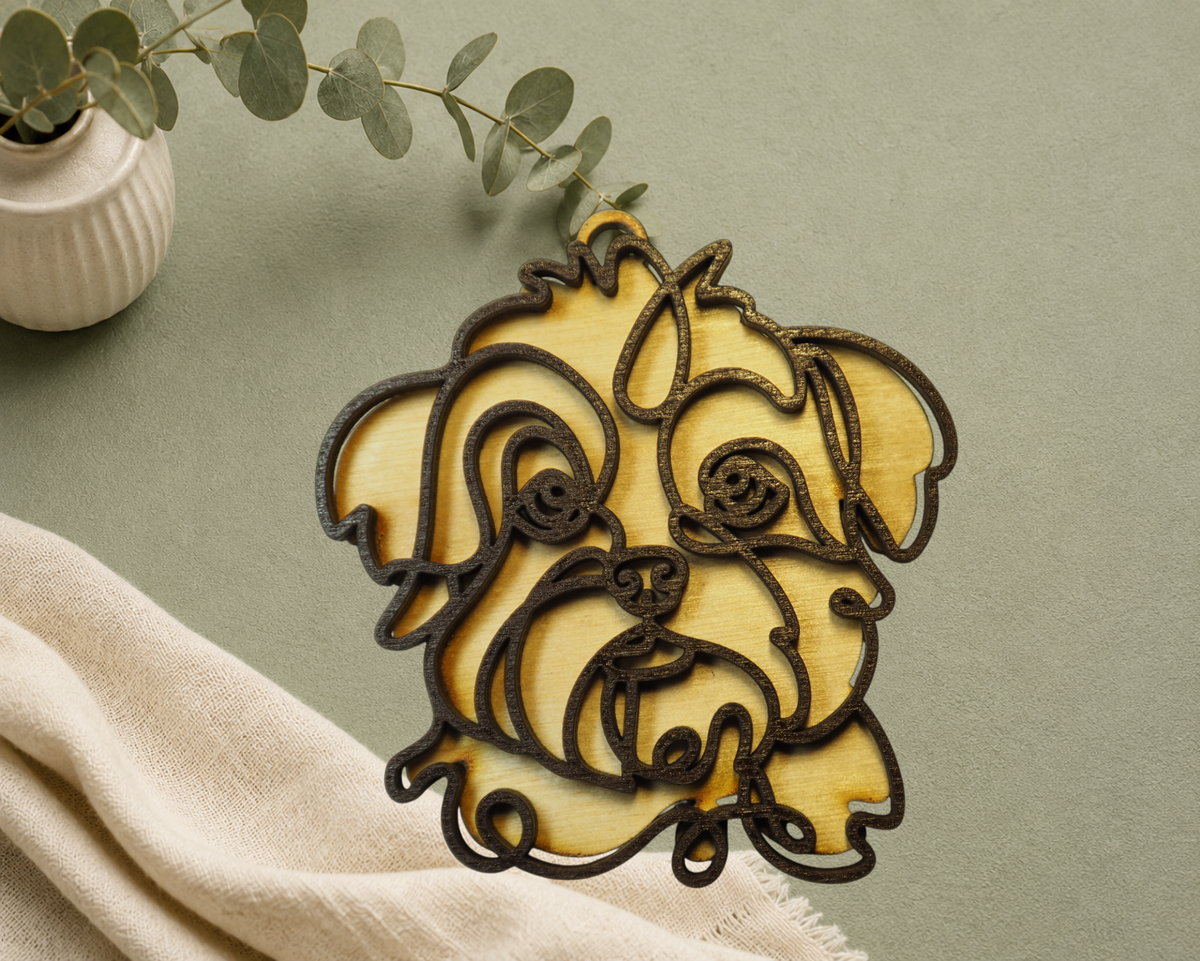 Shih Tzu Layered Wood Keepsake | Dog Ornament, Car Charm & Dog Lover Gift