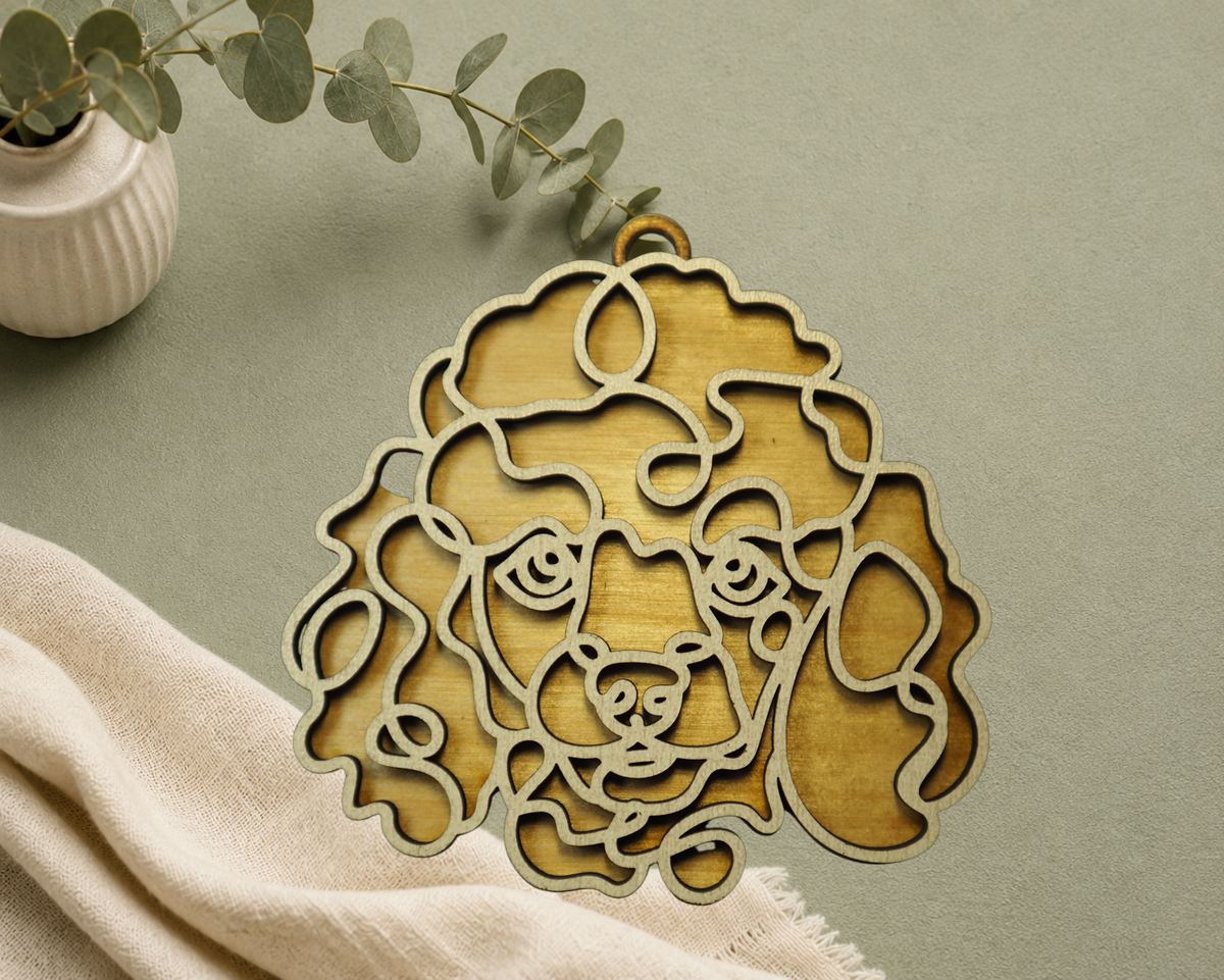 Poodle Layered Wood Keepsake | Dog Ornament, Car Charm & Dog Lover Gift
