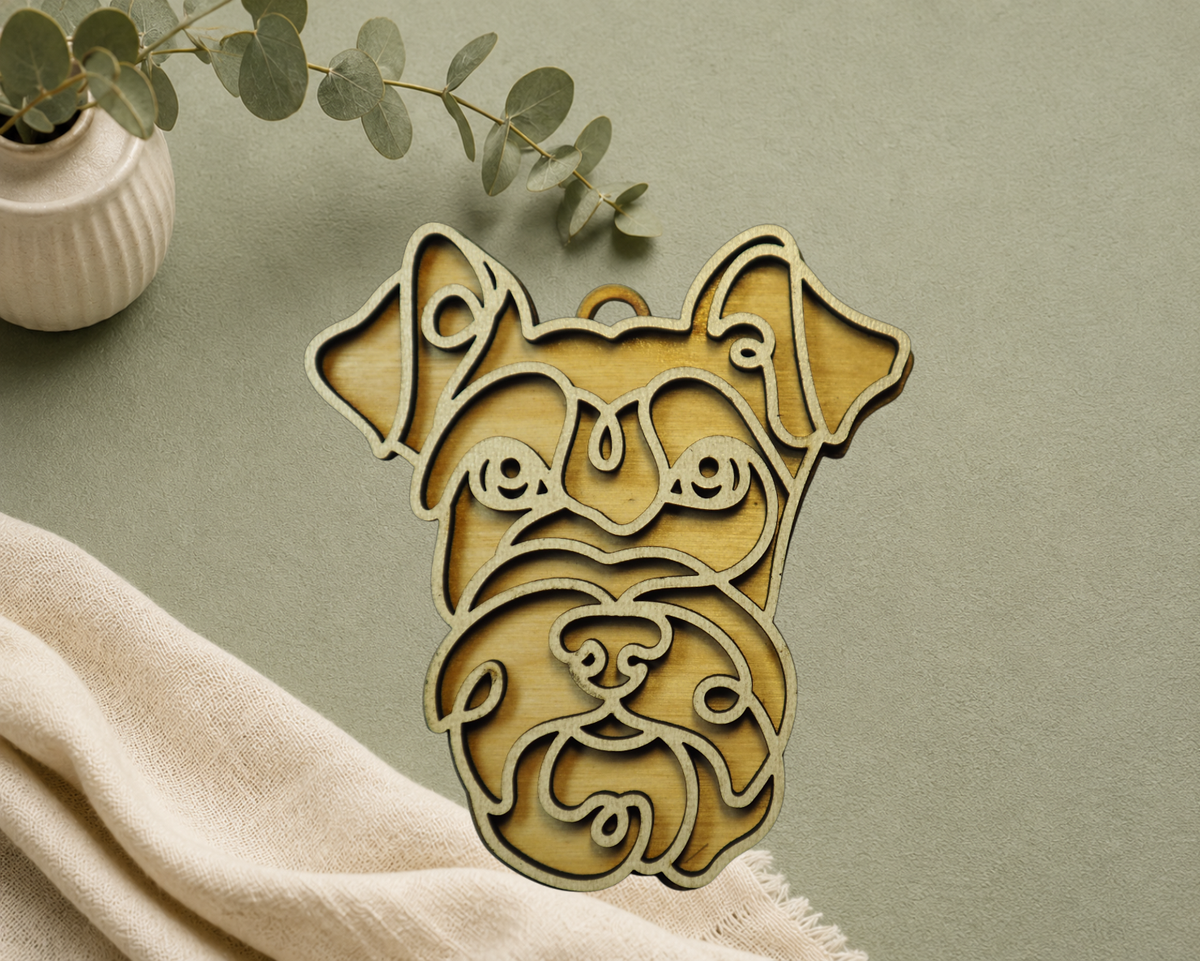 Schnauzer Layered Wood Keepsake | Dog Ornament, Car Charm & Dog Lover Gift