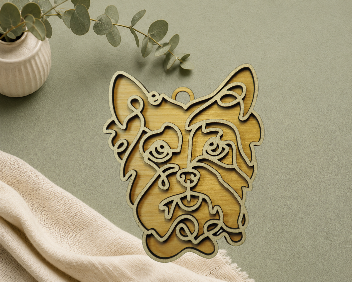 Yorkshire Terrier Yorkie Layered Wood Keepsake | Dog Ornament, Car Charm & Dog Lover Gift