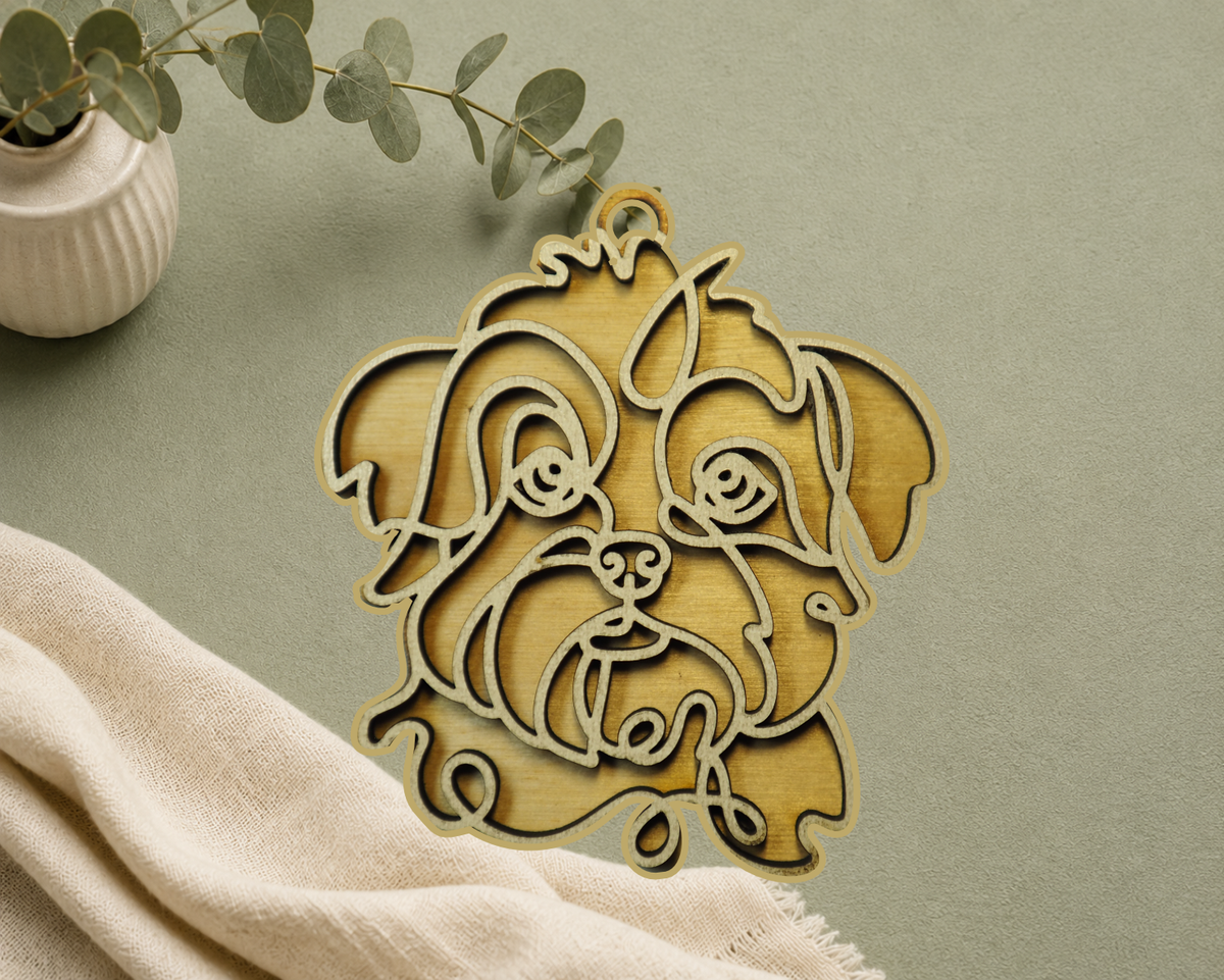 Shih Tzu Layered Wood Keepsake | Dog Ornament, Car Charm & Dog Lover Gift